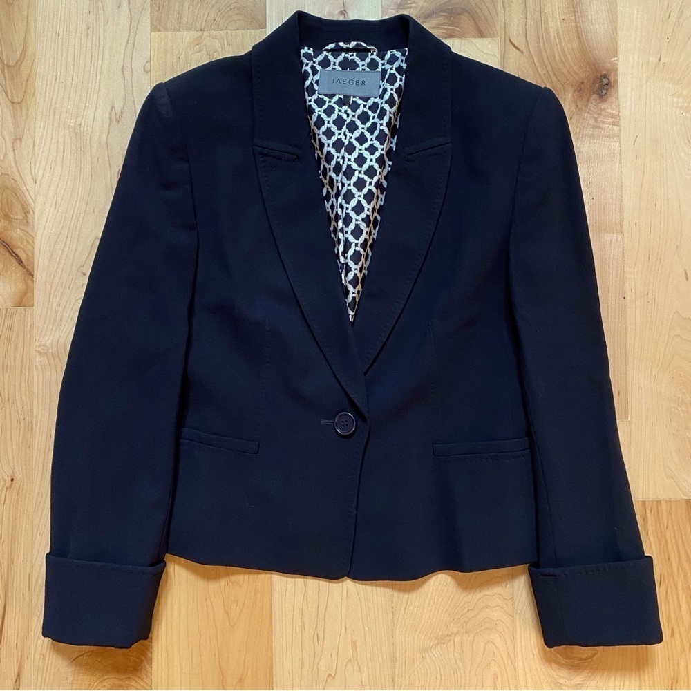 Jaeger Black Wool Single Breasted Blazer Marks and Spencer